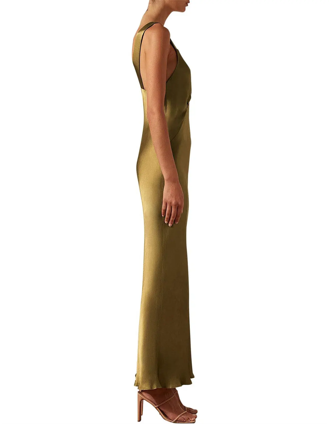 Shona Joy Giorgia Plunged Midi Dress in Olive Oil Size 10 - Image 9
