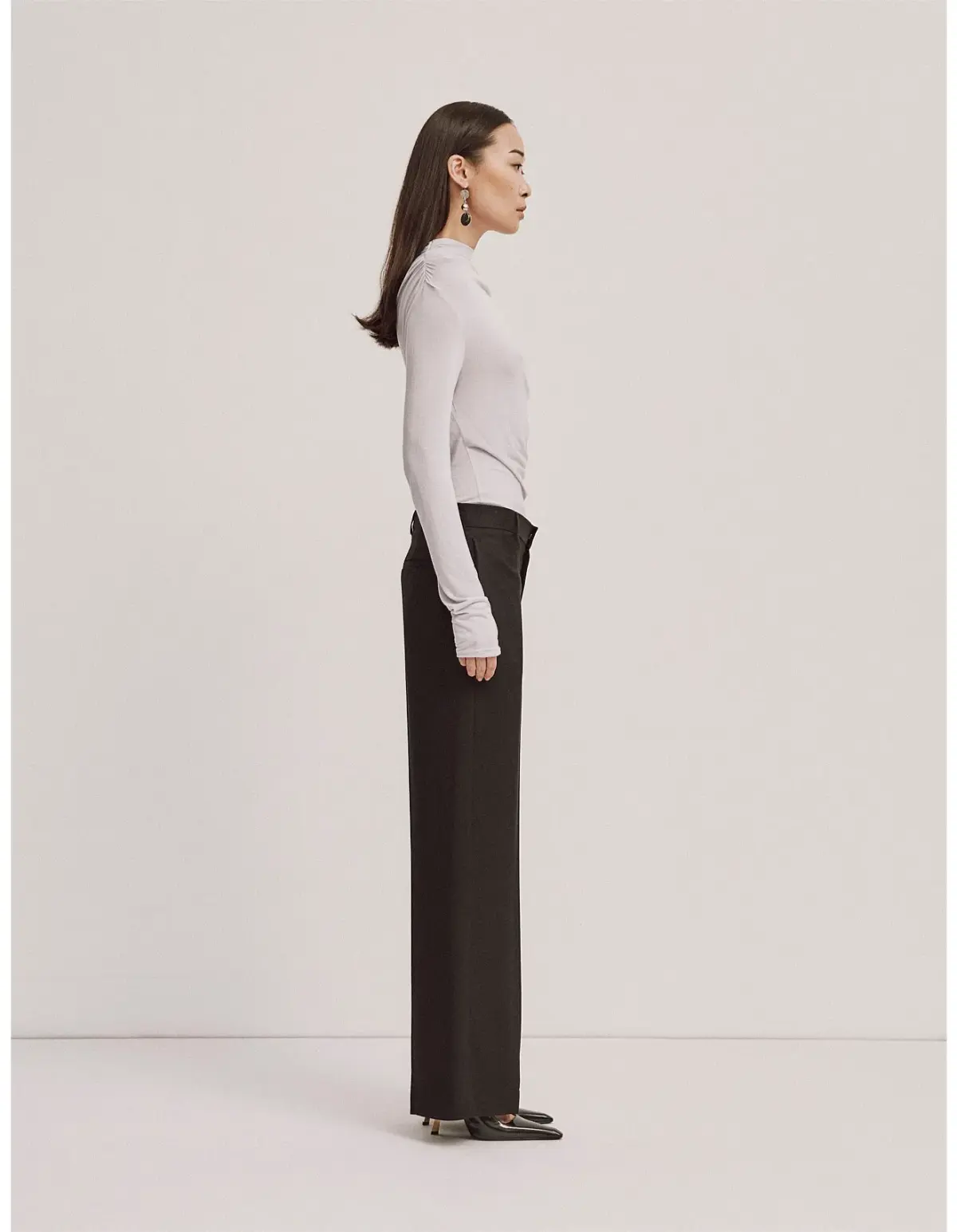 Ninety Percent Iphis Draped Long Sleeve Top in Enoki Mushroom Size M/ AU 12 - Image 3
