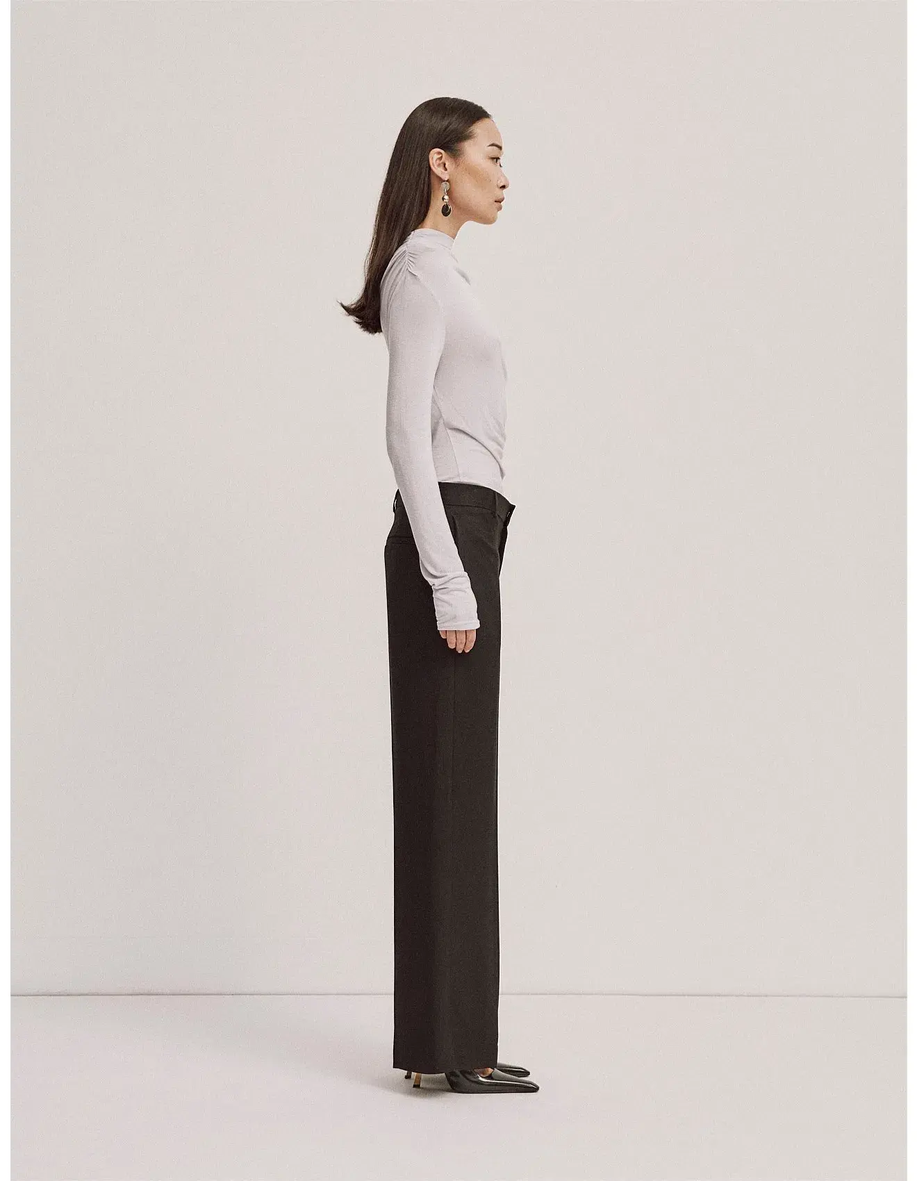 Ninety Percent Iphis Draped Long Sleeve Top in Enoki Mushroom Size M/ AU 12 - Image 3