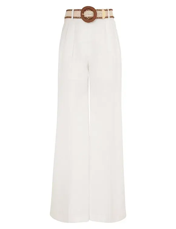 Zimmermann Golden Tuck Pant in Ivory Size 1 / AU 10 for rent on The Volte - main image