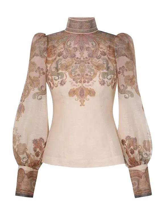 Zimmermann Illustration Bodice Top in Cream Paisley Size 2 / AU 12 - Image 1