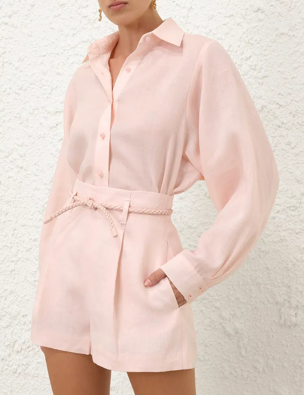 Zimmermann Crush Oversized Shirt in Pink Size 1 / AU 10 for rent on The Volte - main image