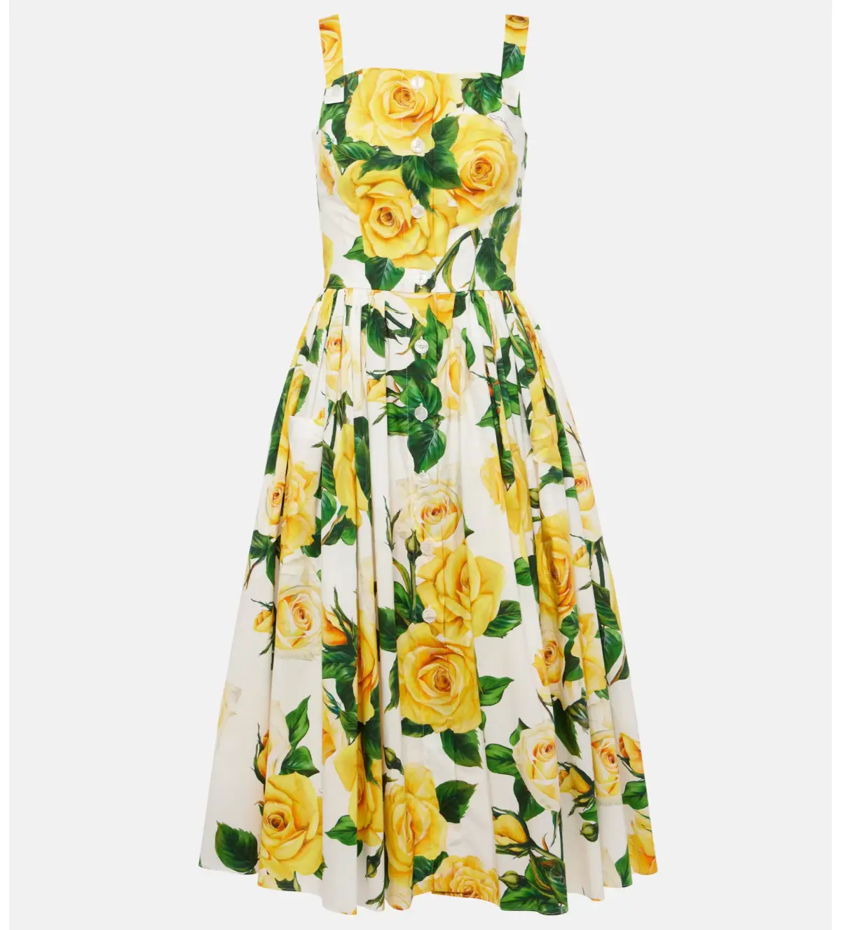 Dolce&Gabbana Rose Print Cotton Poplin Midi Dress AU 10 - Image 5