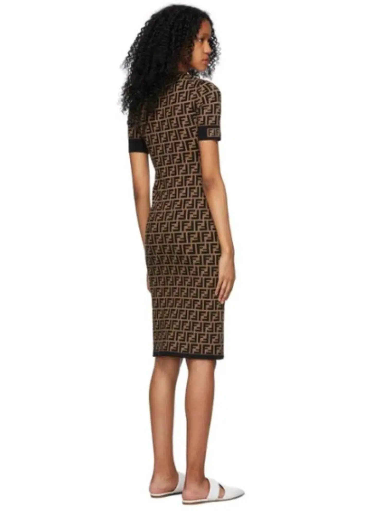 Fendi Knit Dress Midi Brown Size 10 - Image 2
