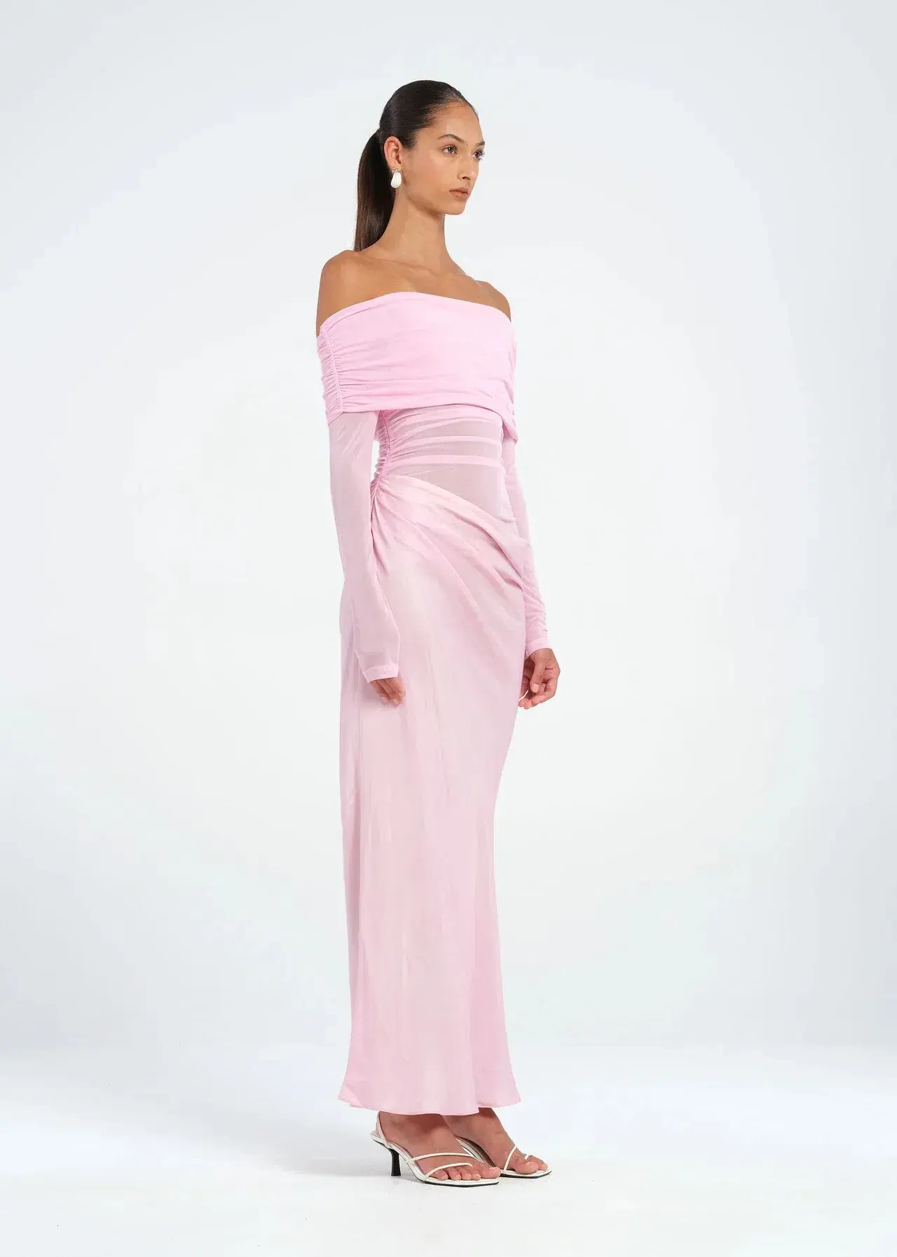 Benni Yasmin Off Shoulder Maxi Dress Baby Pink Size 10 - Image 2