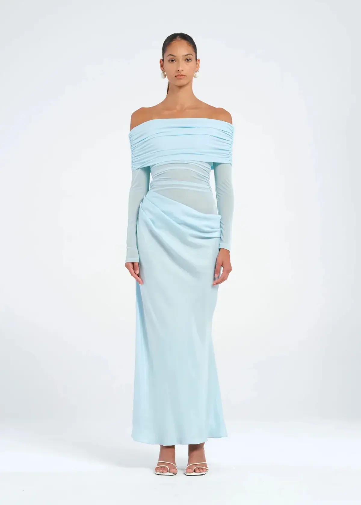 Benni Yasmin Off Shoulder Maxi Dress Baby Blue Size 8 - Image 1