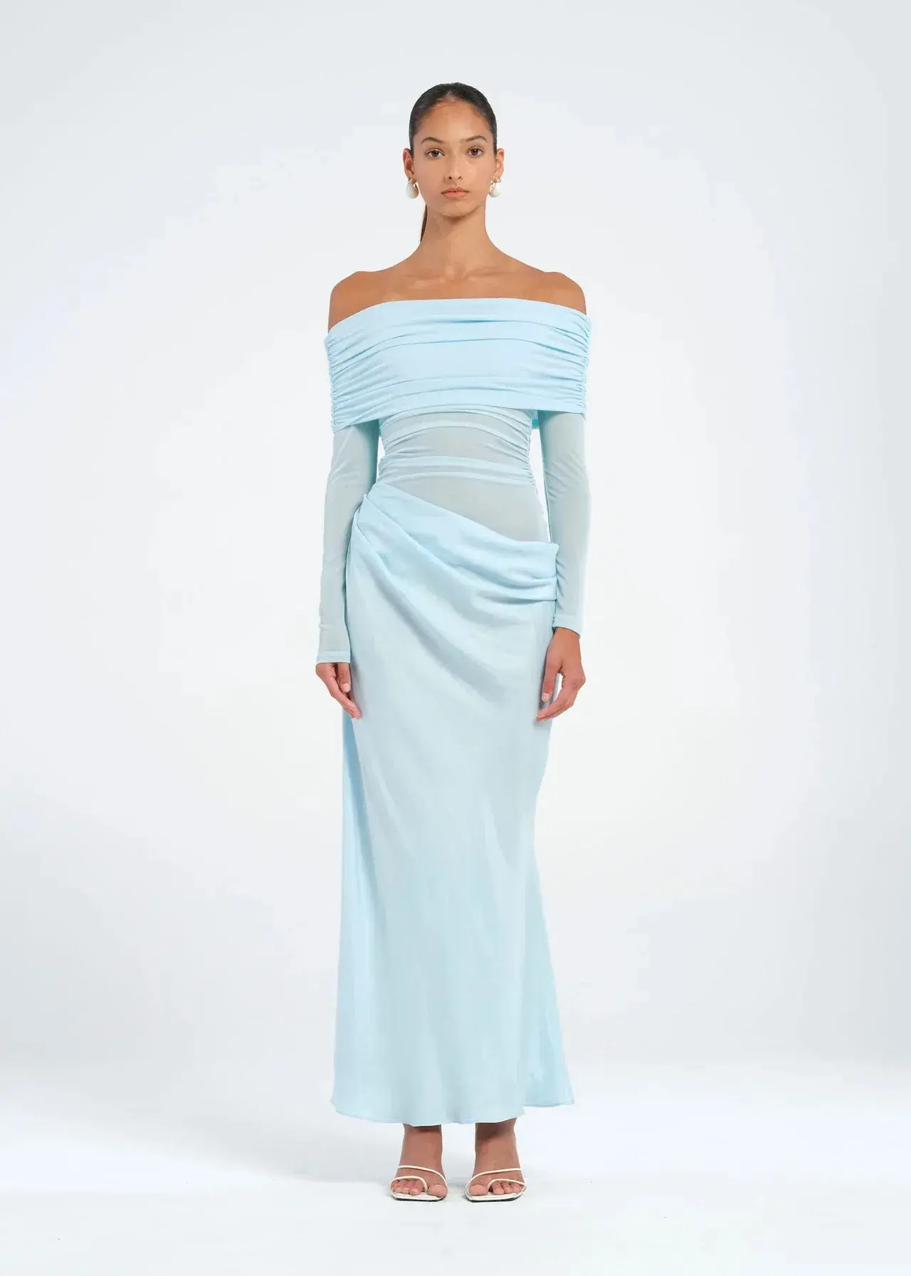 Benni Yasmin Off Shoulder Maxi Dress Baby Blue Size 8 - Image 1
