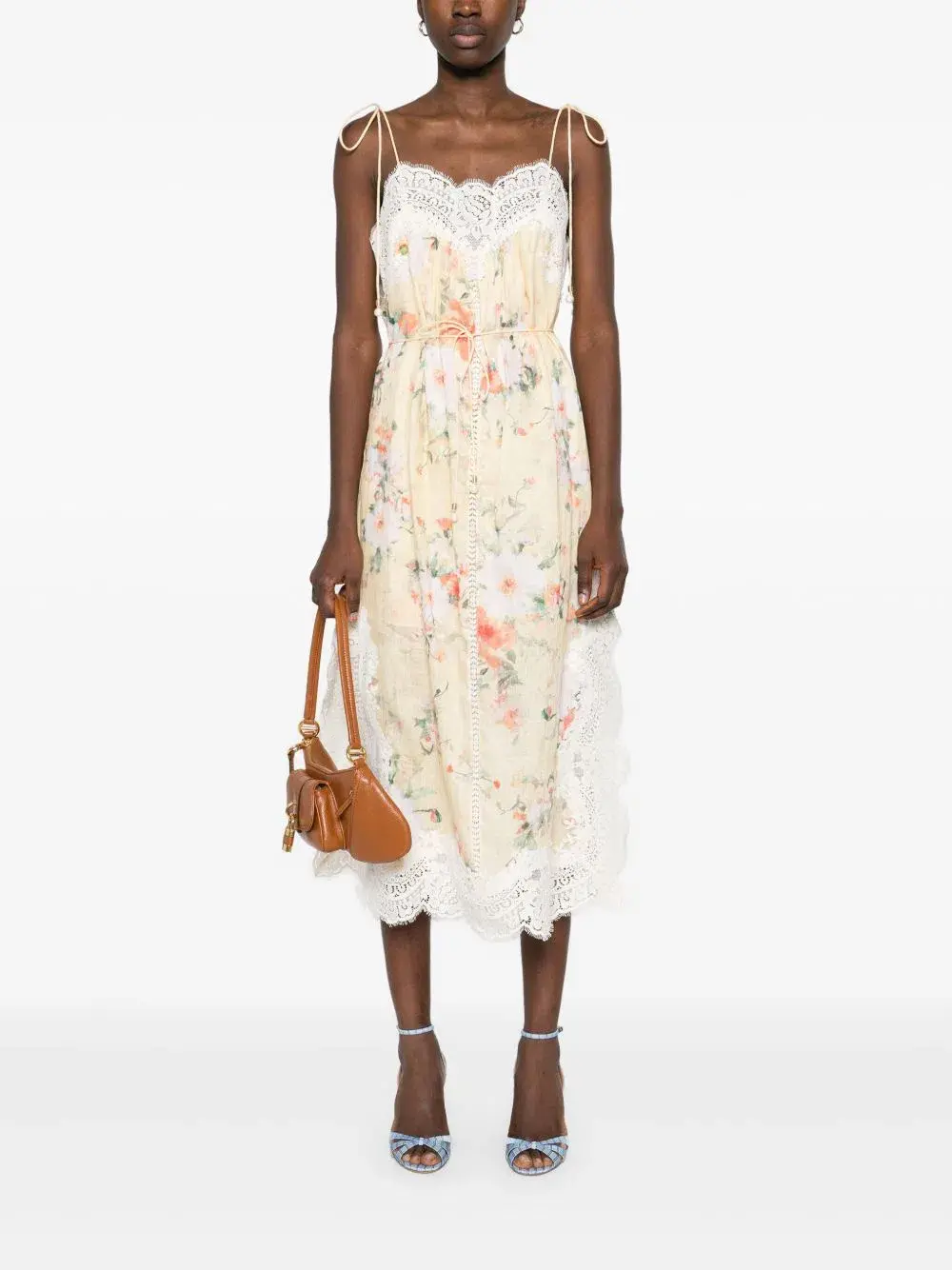 Zimmermann Everley Lace Slip Midi Dress Yellow Size 4 / AU 16 - Image 3