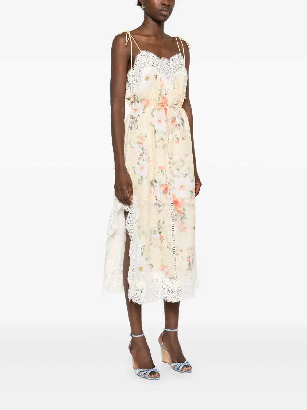 Zimmermann Everley Lace Slip Midi Dress Yellow Size 4 / AU 16 for rent on The Volte - main image
