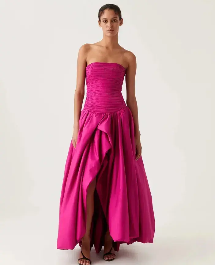 AJE Violette Bubble Hem Maxi Dress Deep Magenta Size AU 8 - Image 1