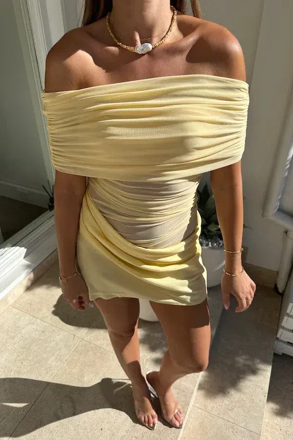 Benni Nico Off Shoulder Mini Dress Butter Size 10 - Image 3