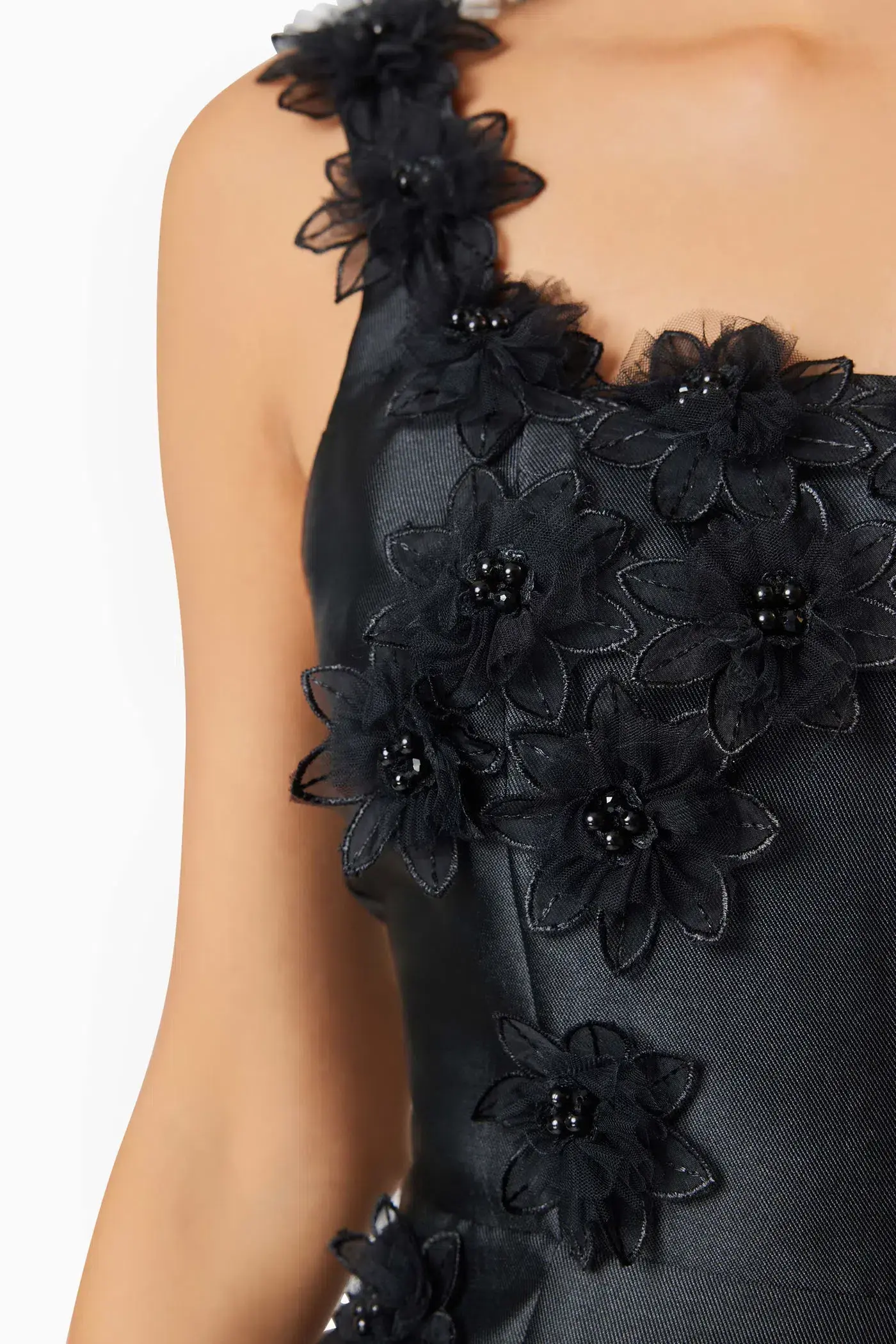 Elliatt Elder Floral Decal Applique Mini Dress In Black AU 8 - Image 4