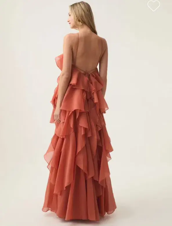 Aje Pandorea Layered Maxi Dress Coral Clay Size AU 8 - Image 2