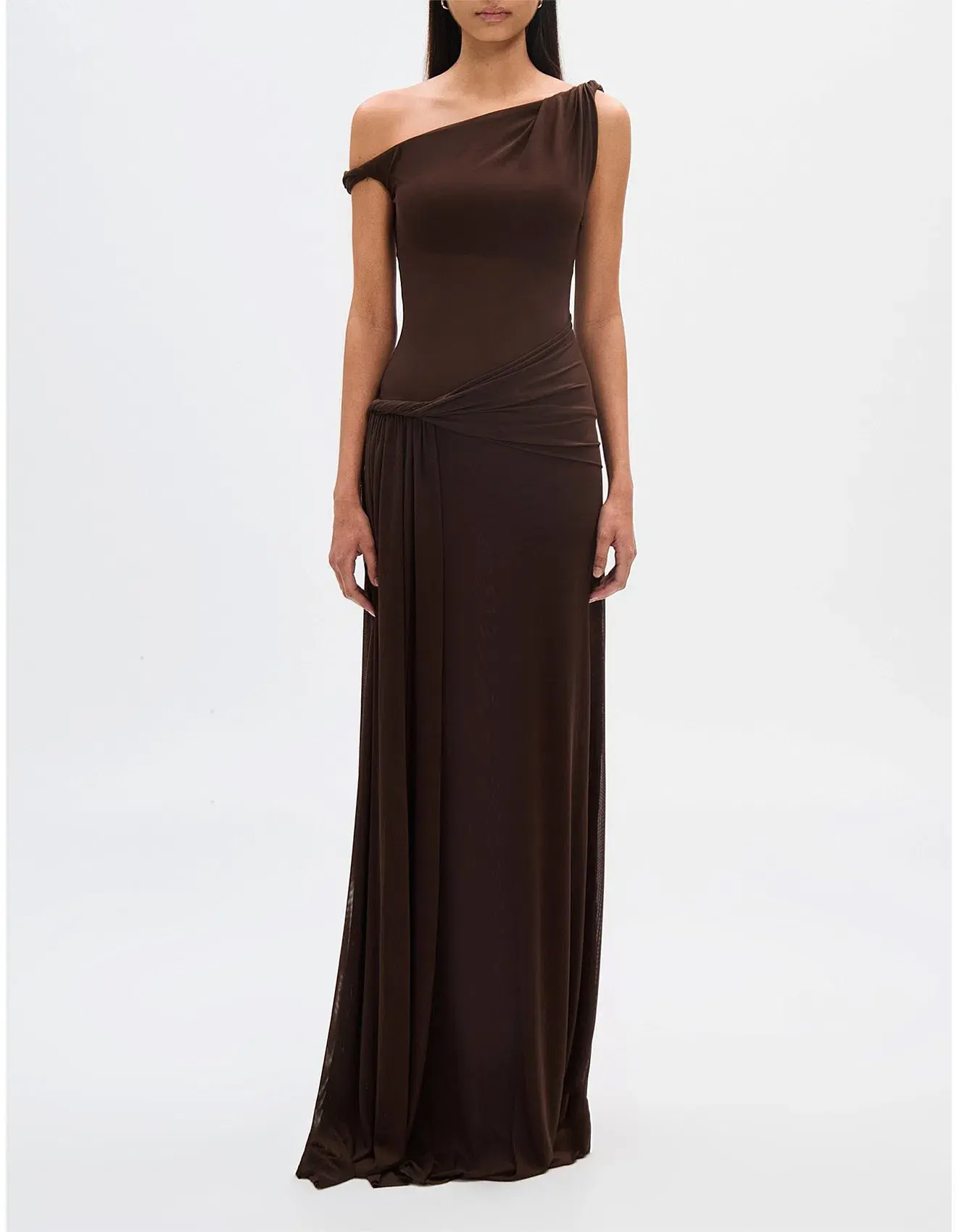 Misha Sisal Mesh Maxi Dress Brown Size 10 - Image 1