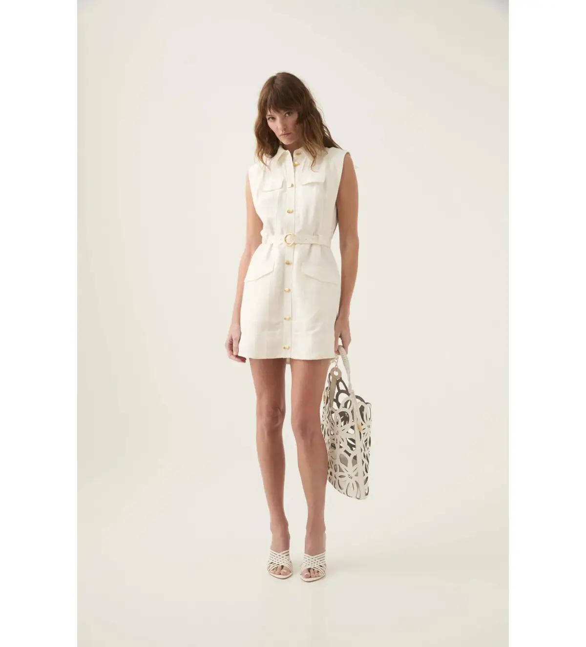 Aje Dulcet Logo Mini Dress in Ivory Size AU 8 - Image 1