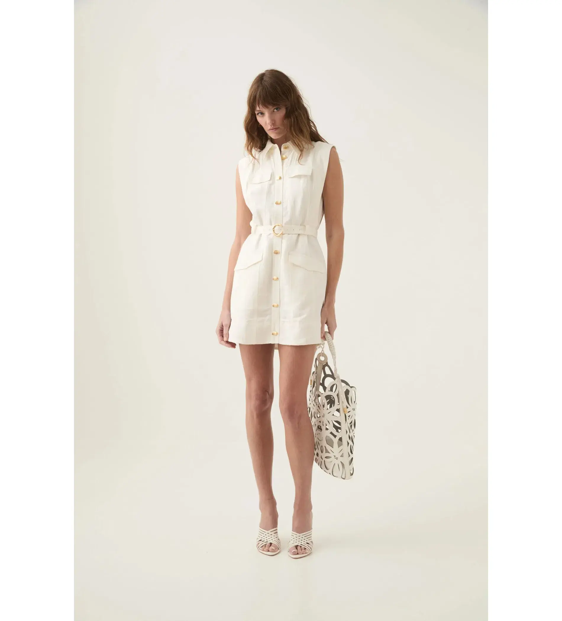 Aje Dulcet Logo Mini Dress in Ivory Size AU 8 - Image 1