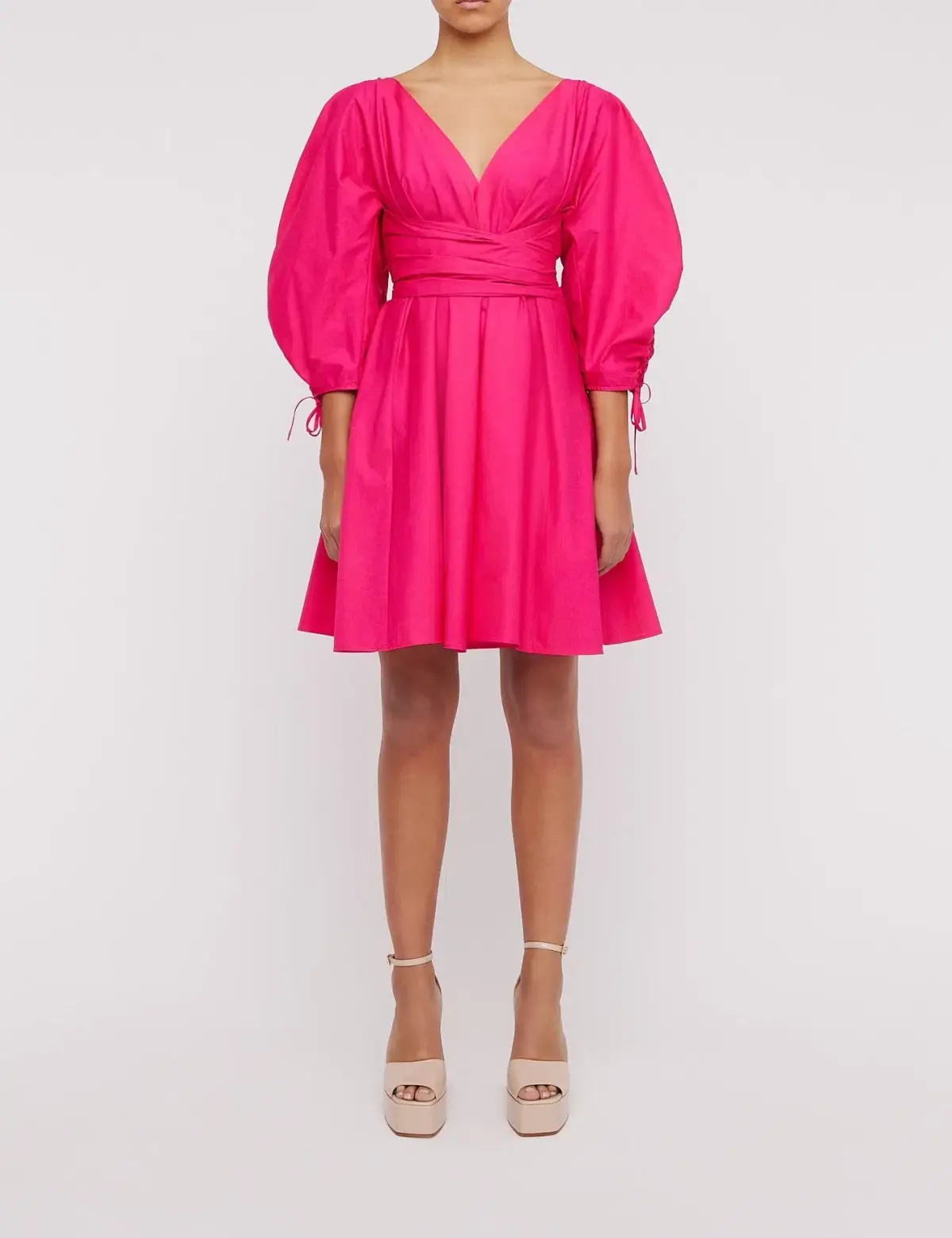 Scanlan Theodore Parachute Gather Sleeve Mini Dress Fuchsia Size 8 - Image 1