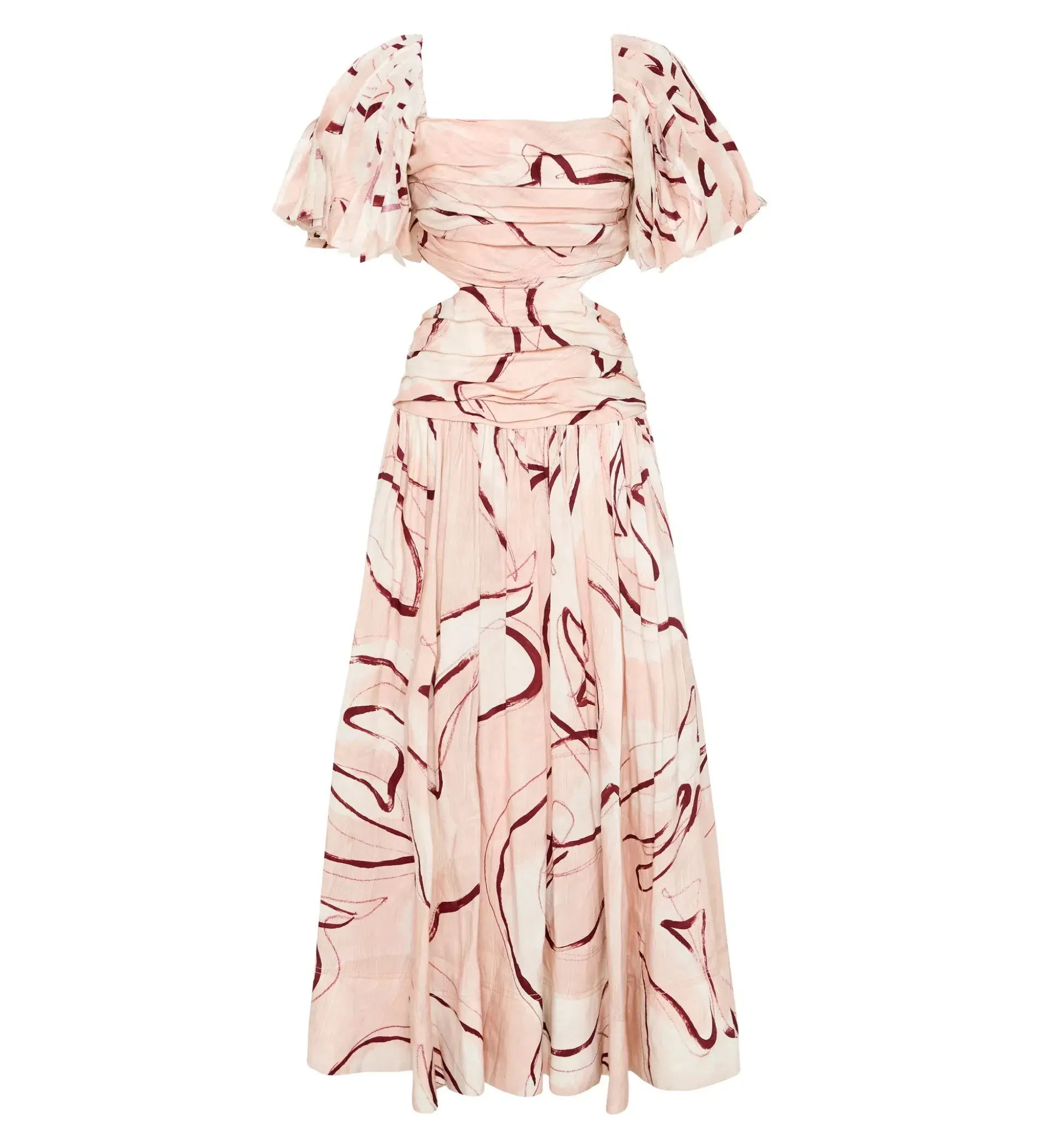 Aje Marianne Ruched Midi Dress Whimsical Dove Size 12 - Image 4