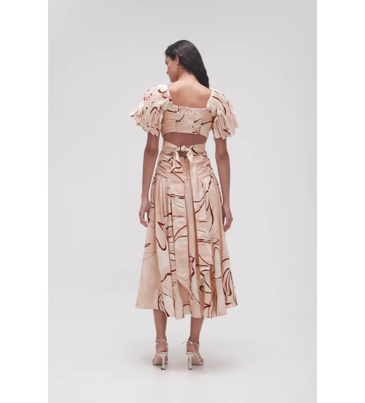 Aje Marianne Ruched Midi Dress Whimsical Dove Size 12 - Image 2