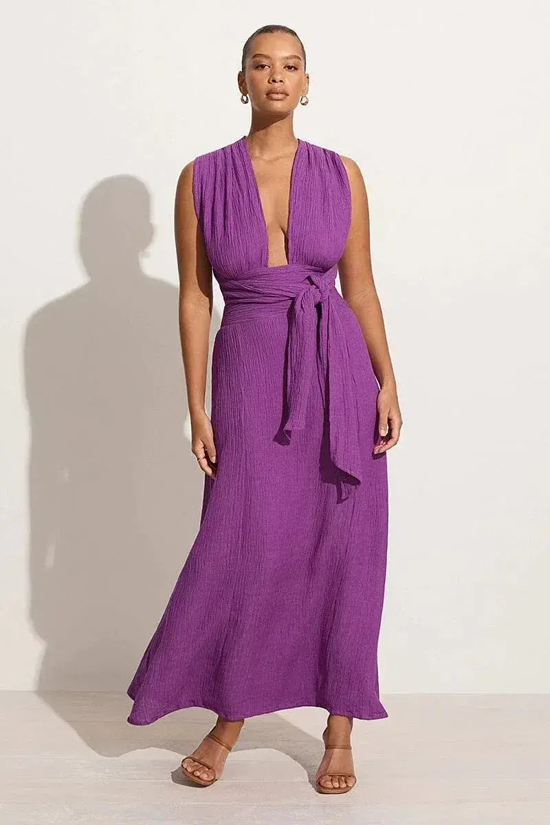 Faithfull The Brand Tropiques Maxi Dress Violet size 10 - Image 1