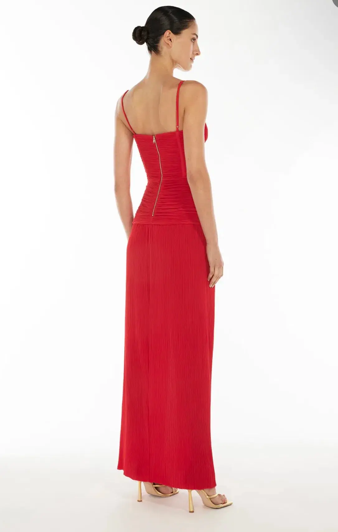 Manning Cartell  Double time pleat dress in red Size 12 - Image 3