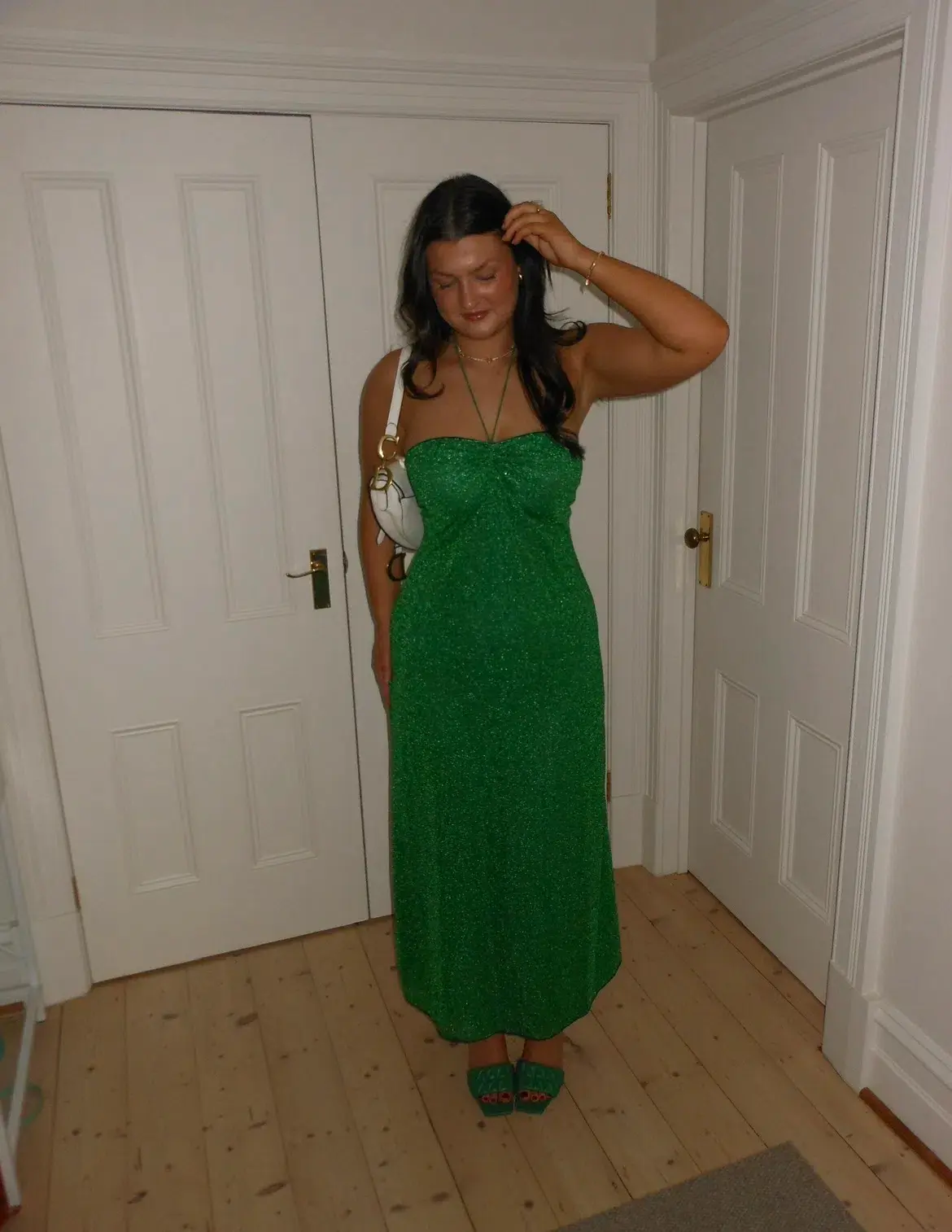 Oseree Lumiere Empire Maxi Dress in Emerald Green Size 10 - Image 4