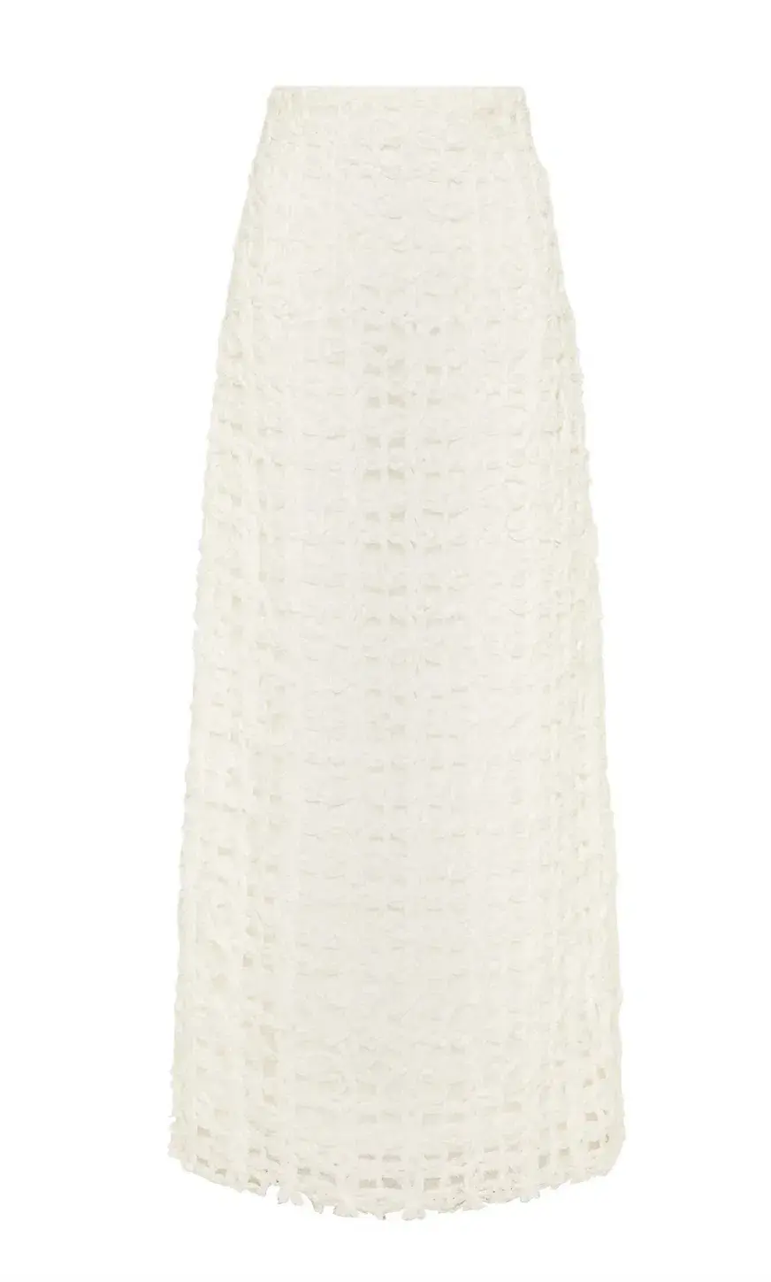 Aje Quintette Textured Midi Skirt and Bralette Set in Ivory Size 12 - Image 6