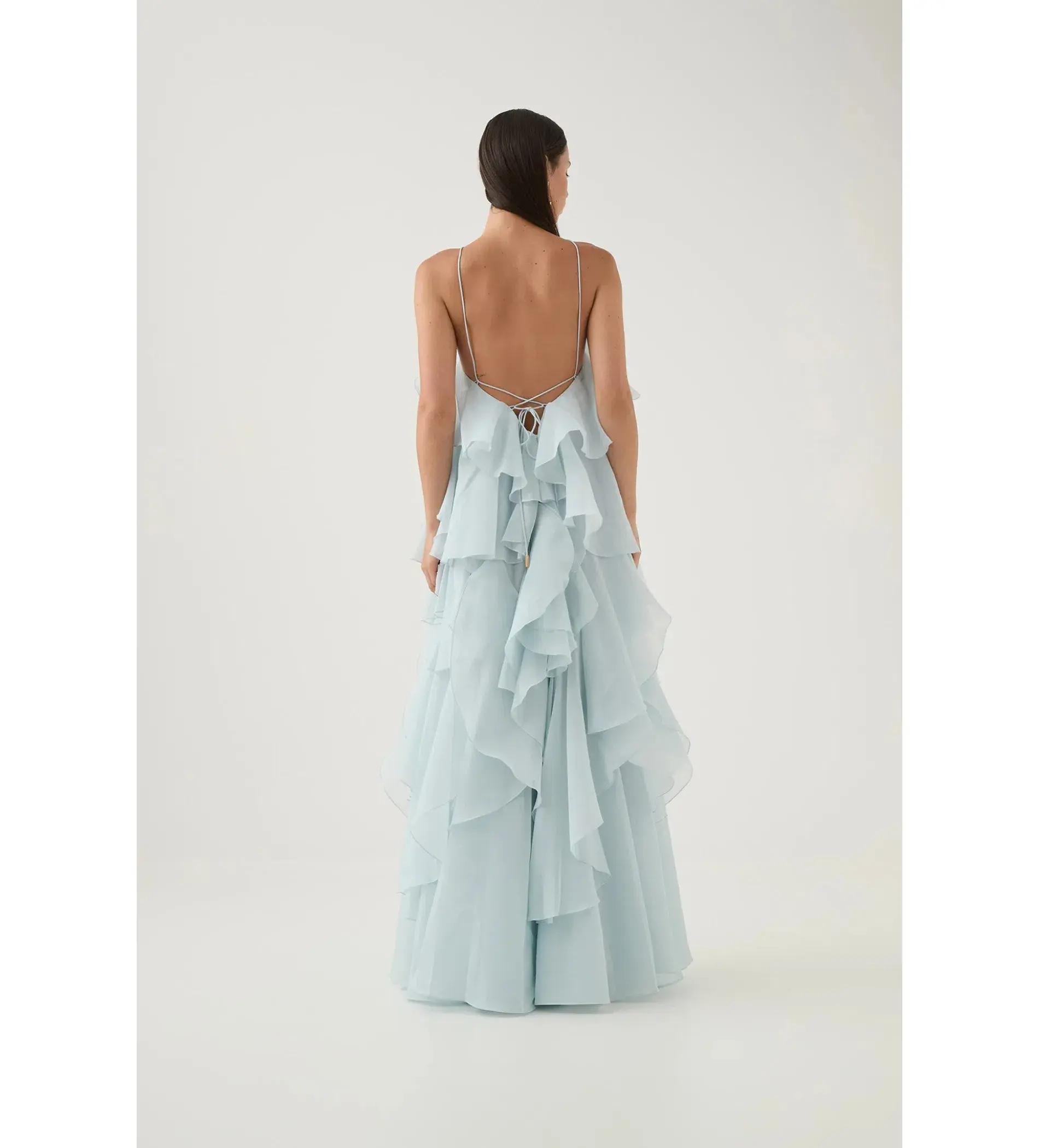 Aje Pandorea Layered Maxi Dress Silver Blue Size AU 12 - Image 4