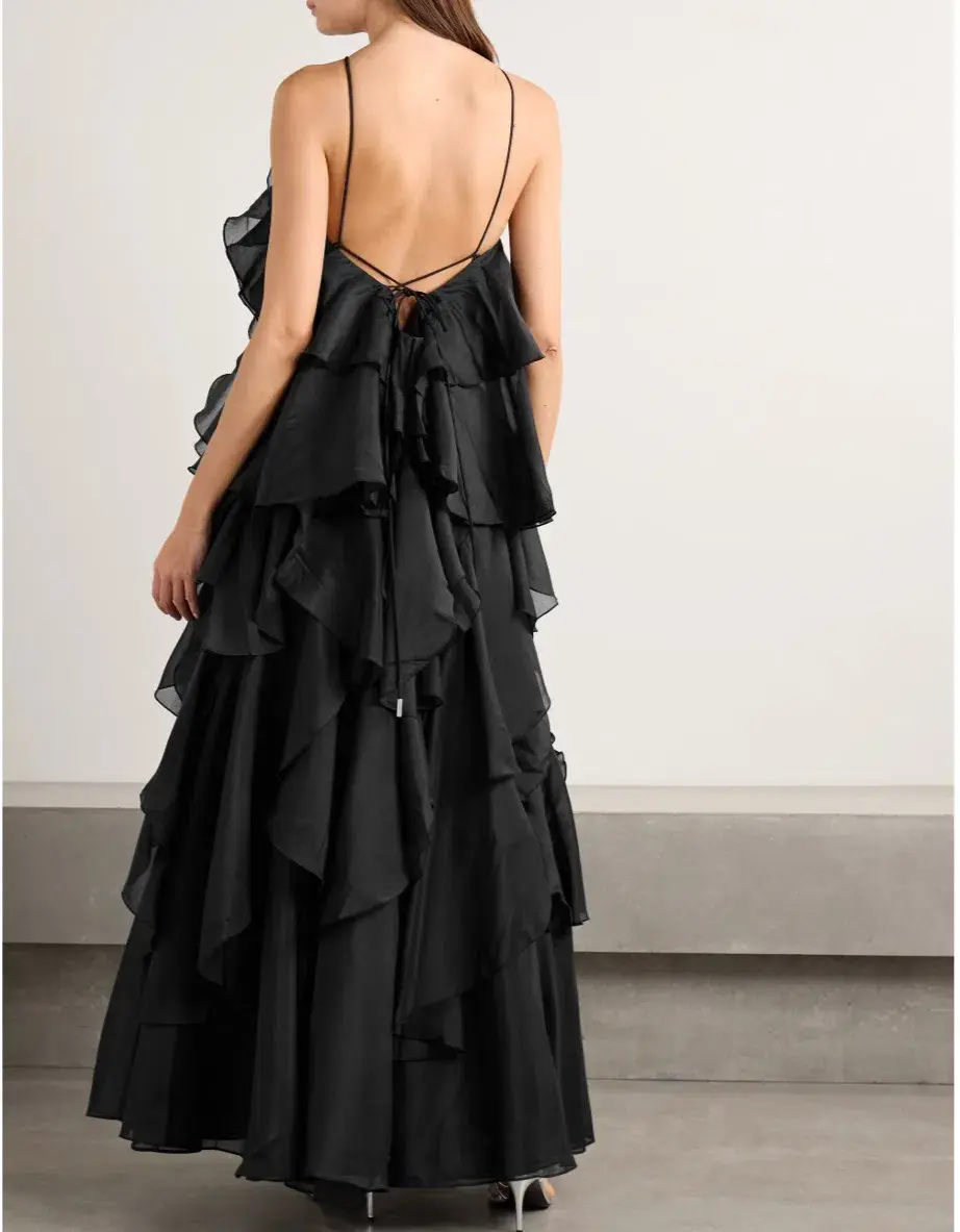 Aje Pandorea Layered Maxi Dress in Black Size 8 - Image 2