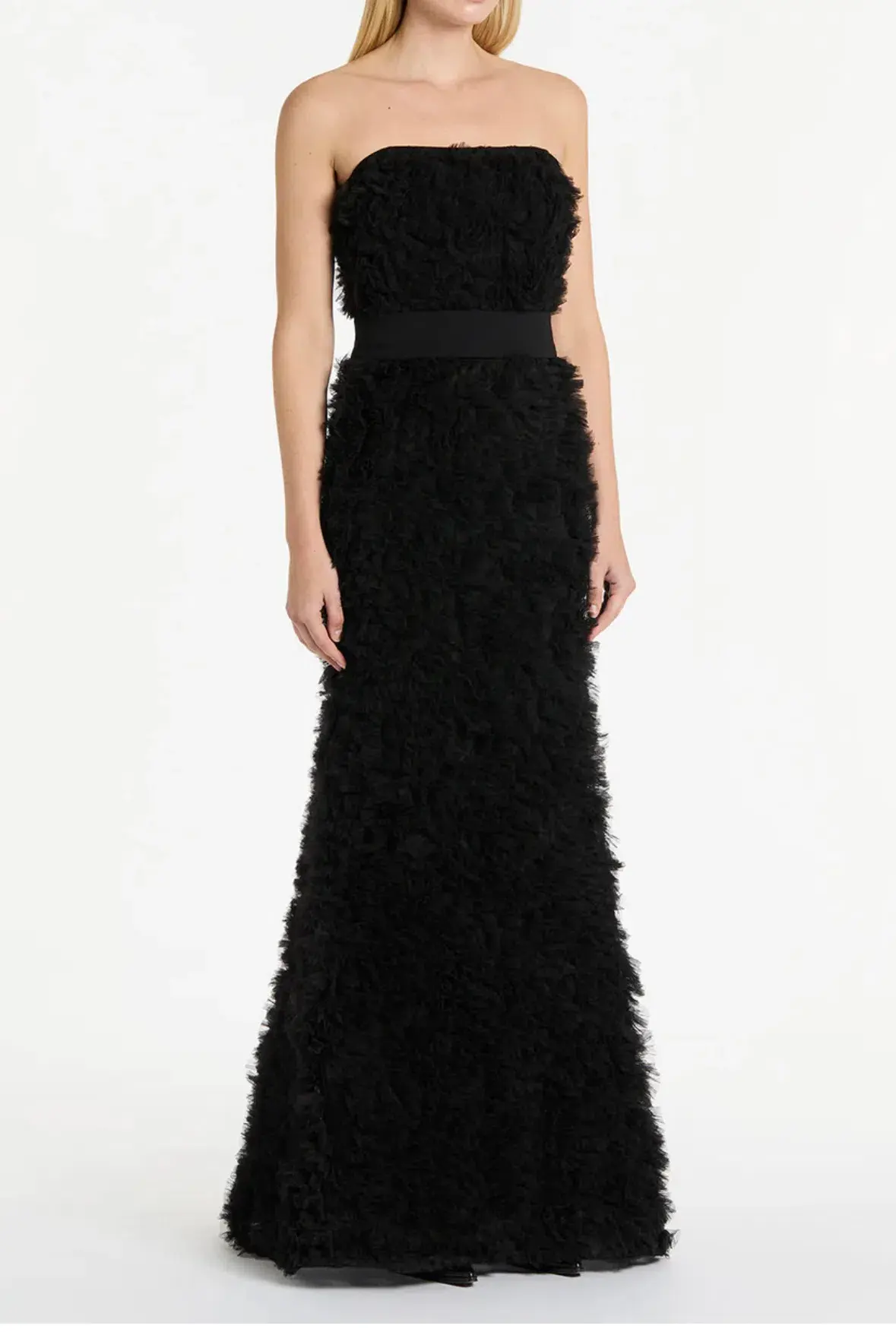 Carla Zampatti Ruffle Strapless Dress Black Size AU 8 - Image 2