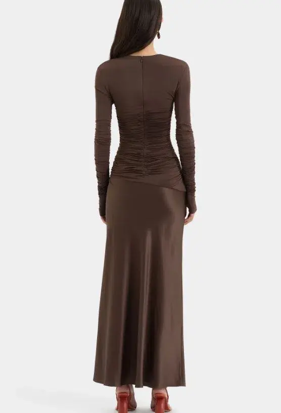 Sir Alessia Draped Gown Maxi in Chocolate AU Size 8 for rent on The Volte - main image