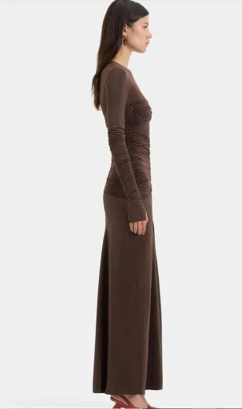 Sir Alessia Draped Gown Maxi in Chocolate AU Size 8 for rent on The Volte - main image