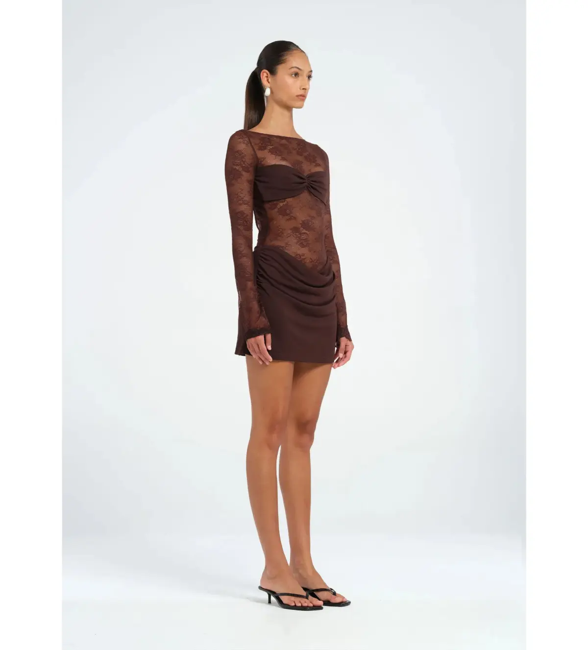 Benni Oskar Mini Dress Chocolate Size AU 10 - Image 7