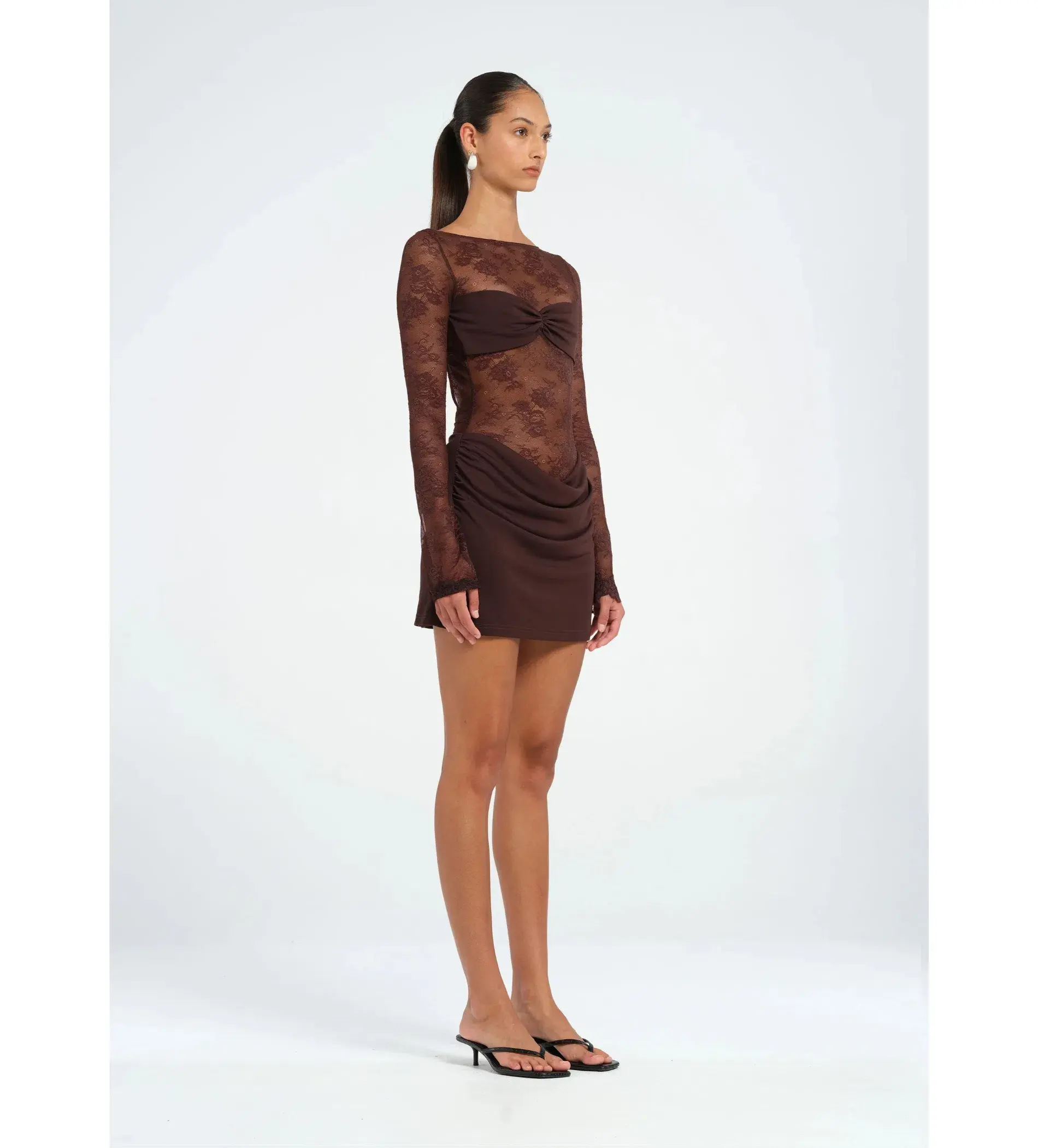 Benni Oskar Mini Dress Chocolate Size AU 10 - Image 7