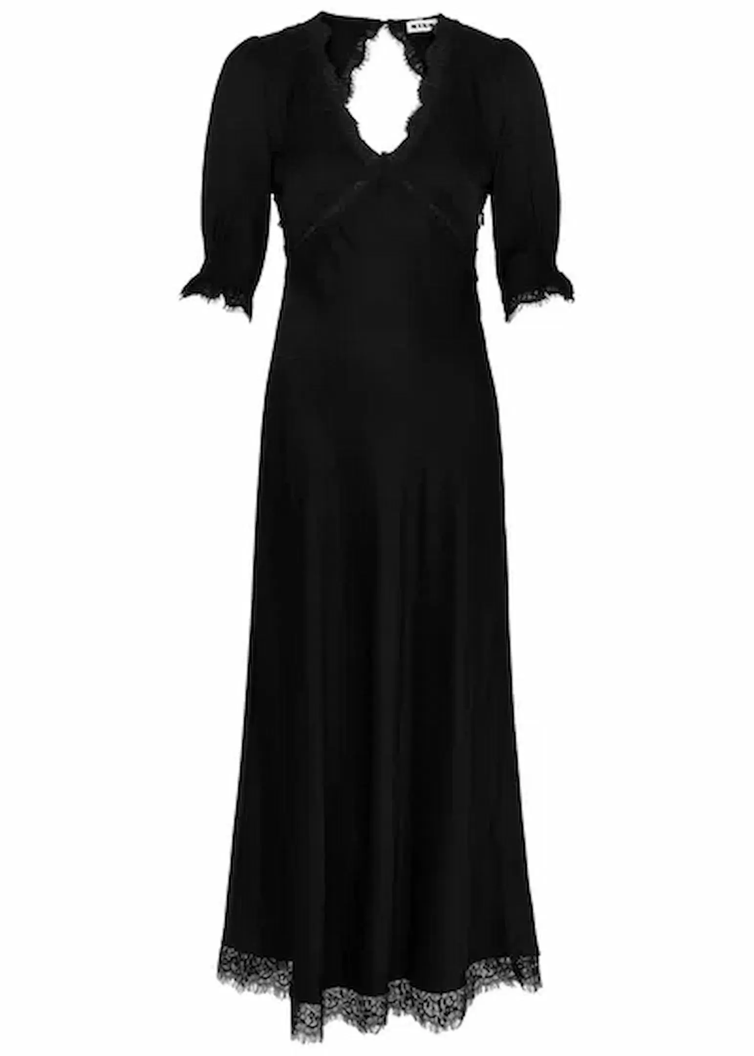 Rixo Annina Satin Midi Dress Black Size AU 12 - Image 4