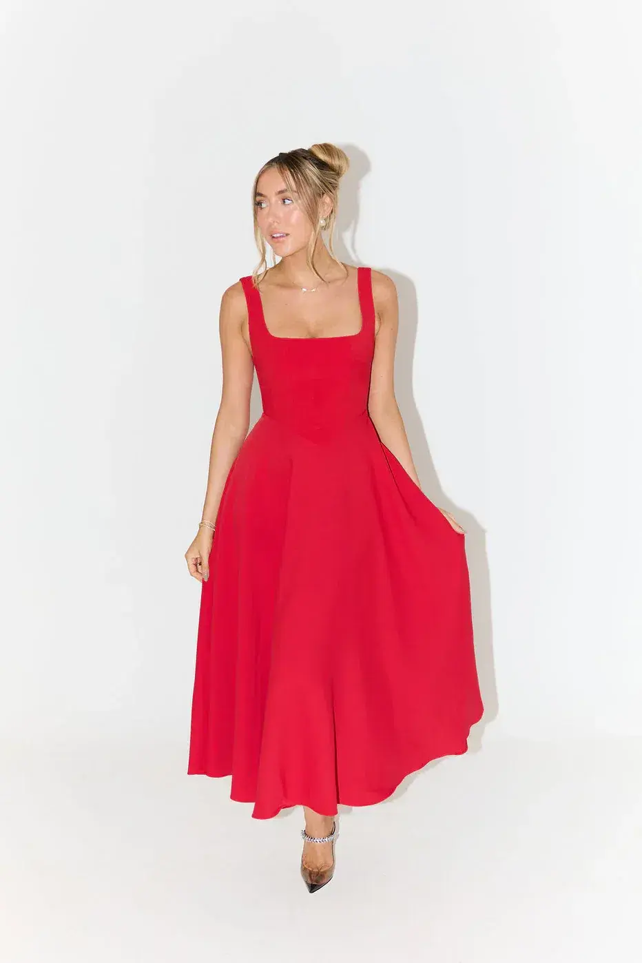 Odd Muse The Ultimate Muse Midi Dress Red Size AU 6 for rent on The Volte - main image