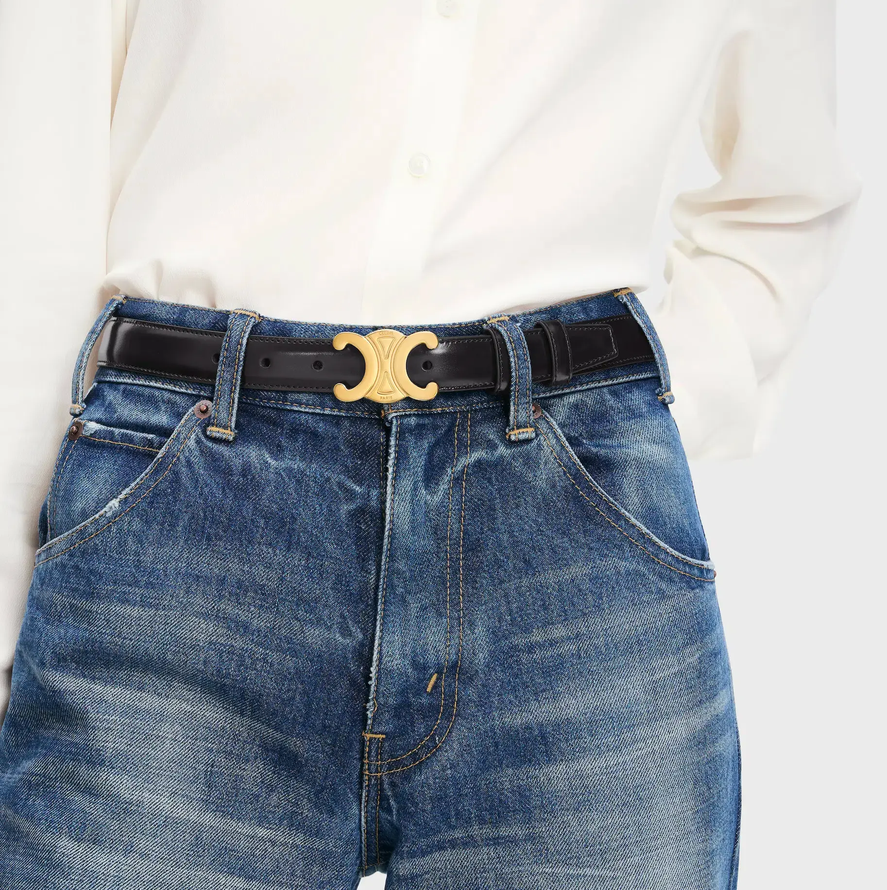 Celine Triomphe Belt Medium Black Size AU 10 - Image 1