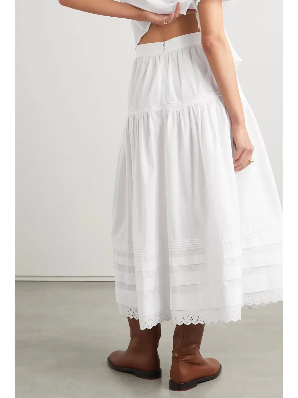 DÔEN Sebastiane White Midi Skirt Size 10 - Image 2