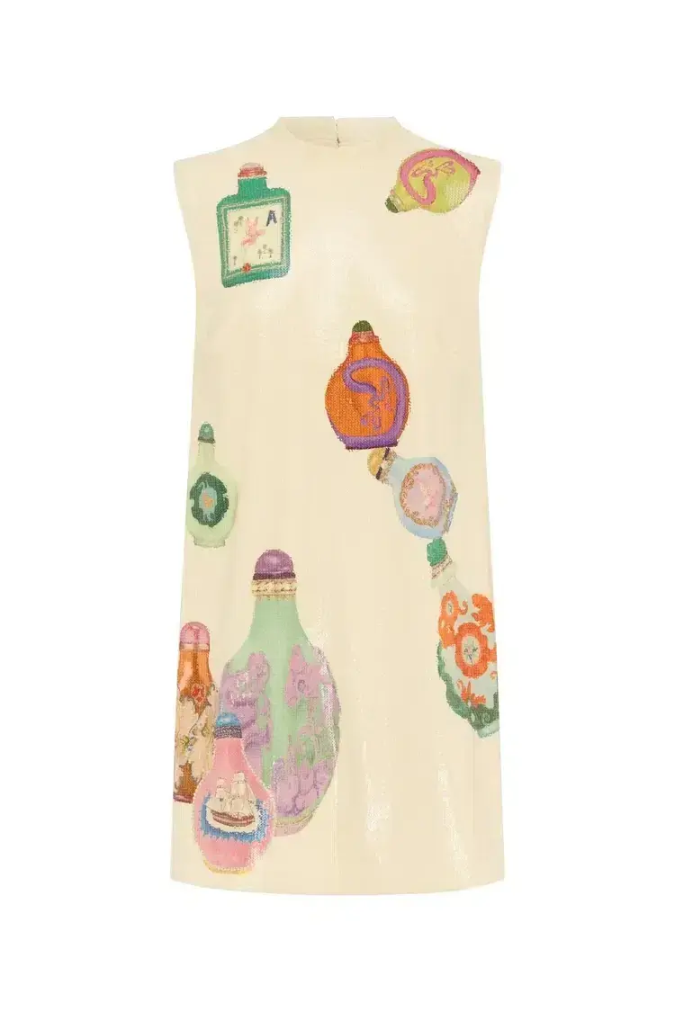 Alemais Chesca Mini Dress in Cream Sequin Size 8 for rent on The Volte - main image