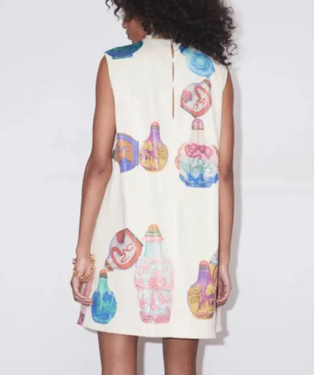 Alemais Chesca Mini Dress in Cream Sequin Size 8 for rent on The Volte - main image