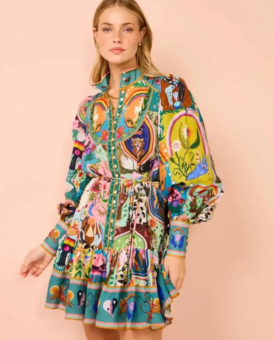 Alemais Evergreen Mini Dress Print Size 8 - Image 1