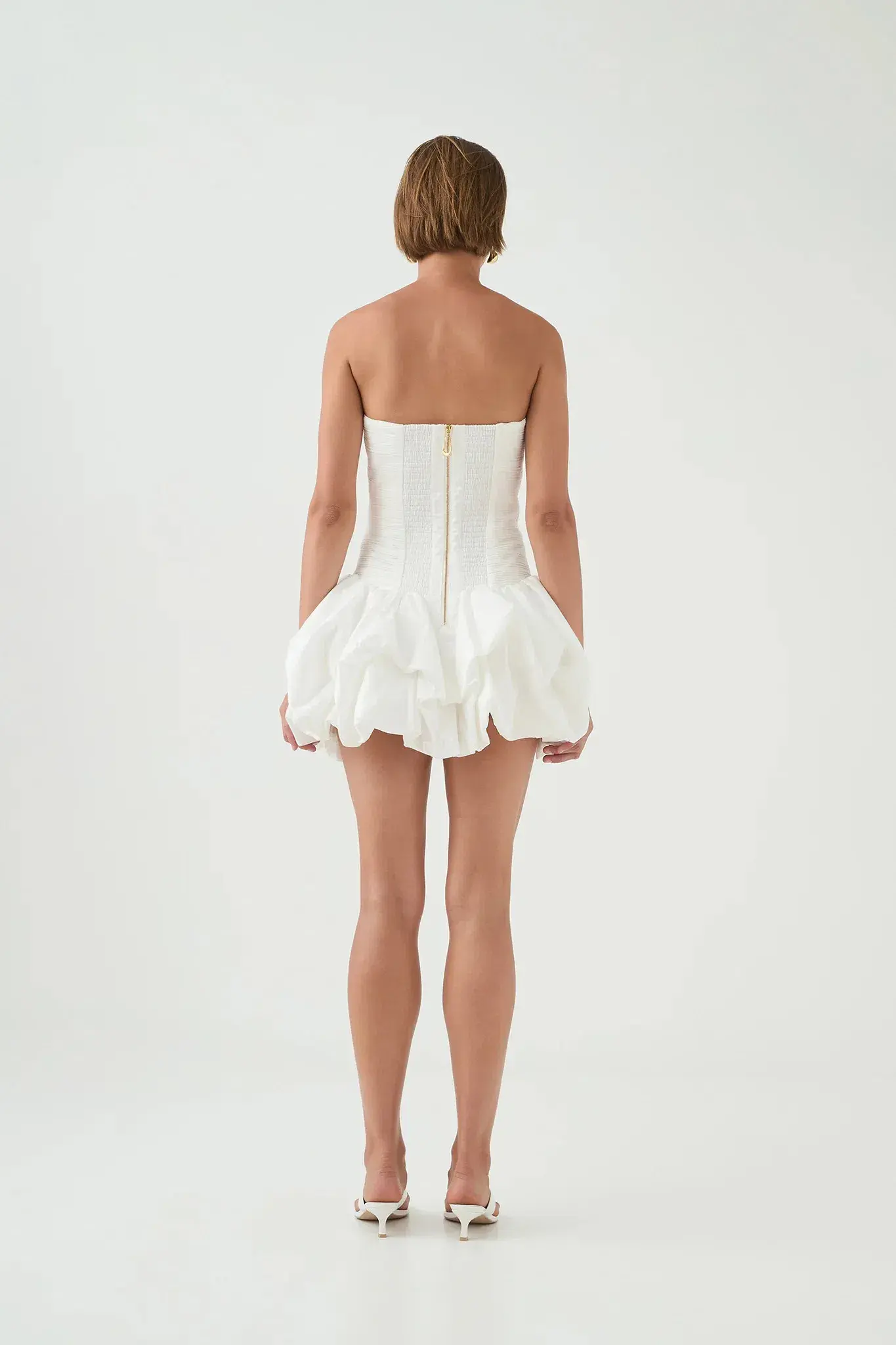 AJE Violette Bubble Hem Mini Dress White Size AU 6 - Image 3