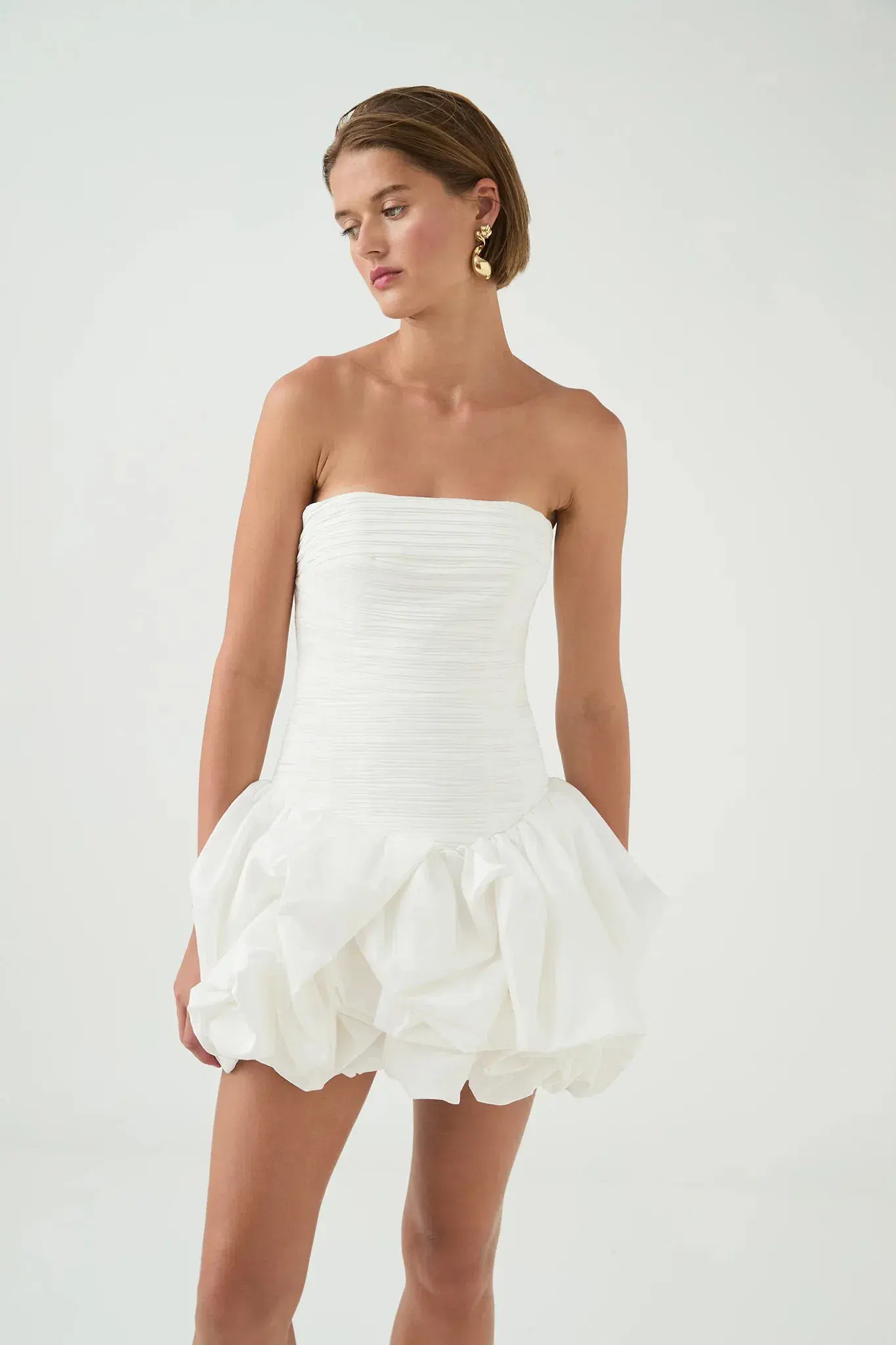 AJE Violette Bubble Hem Mini Dress White Size AU 6 - Image 1