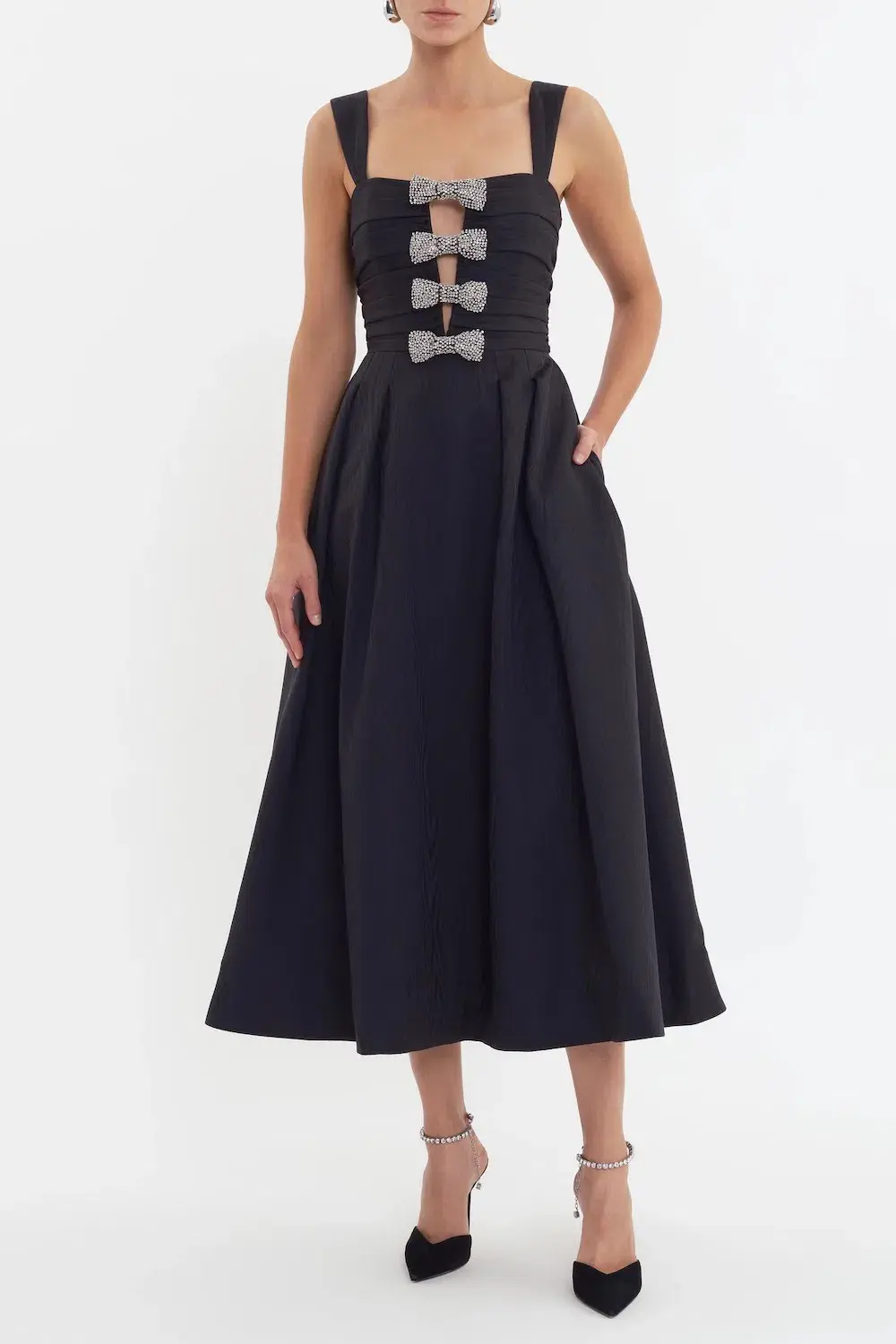 Rebecca Vallance Luiza Strap Midi Dress Black Size AU 12 - Image 1