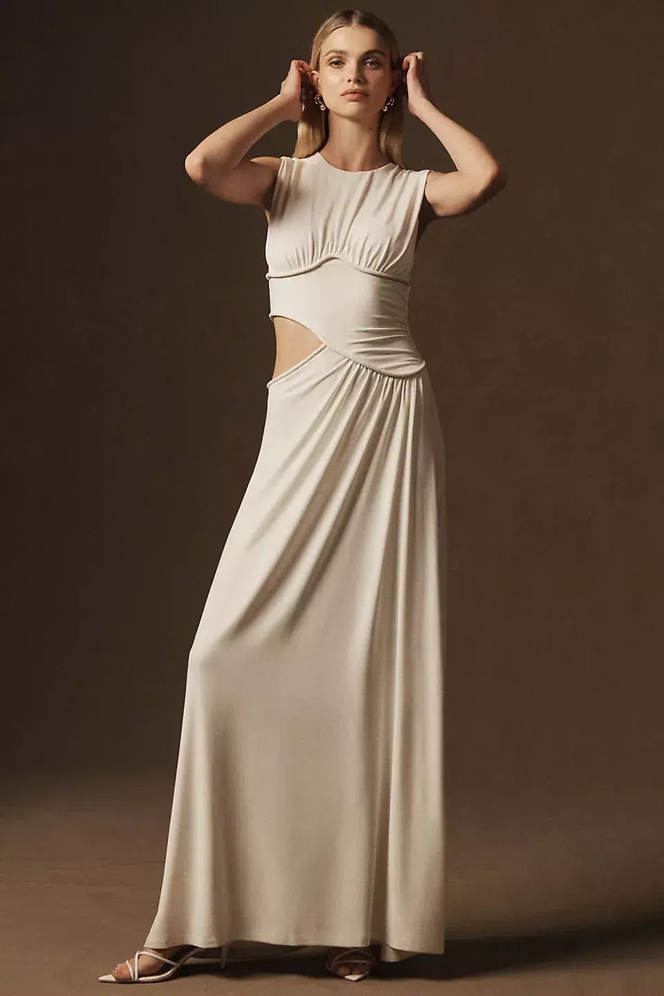 Misha The Sierra Jersey Gown Ivory White Size 12 - Image 1