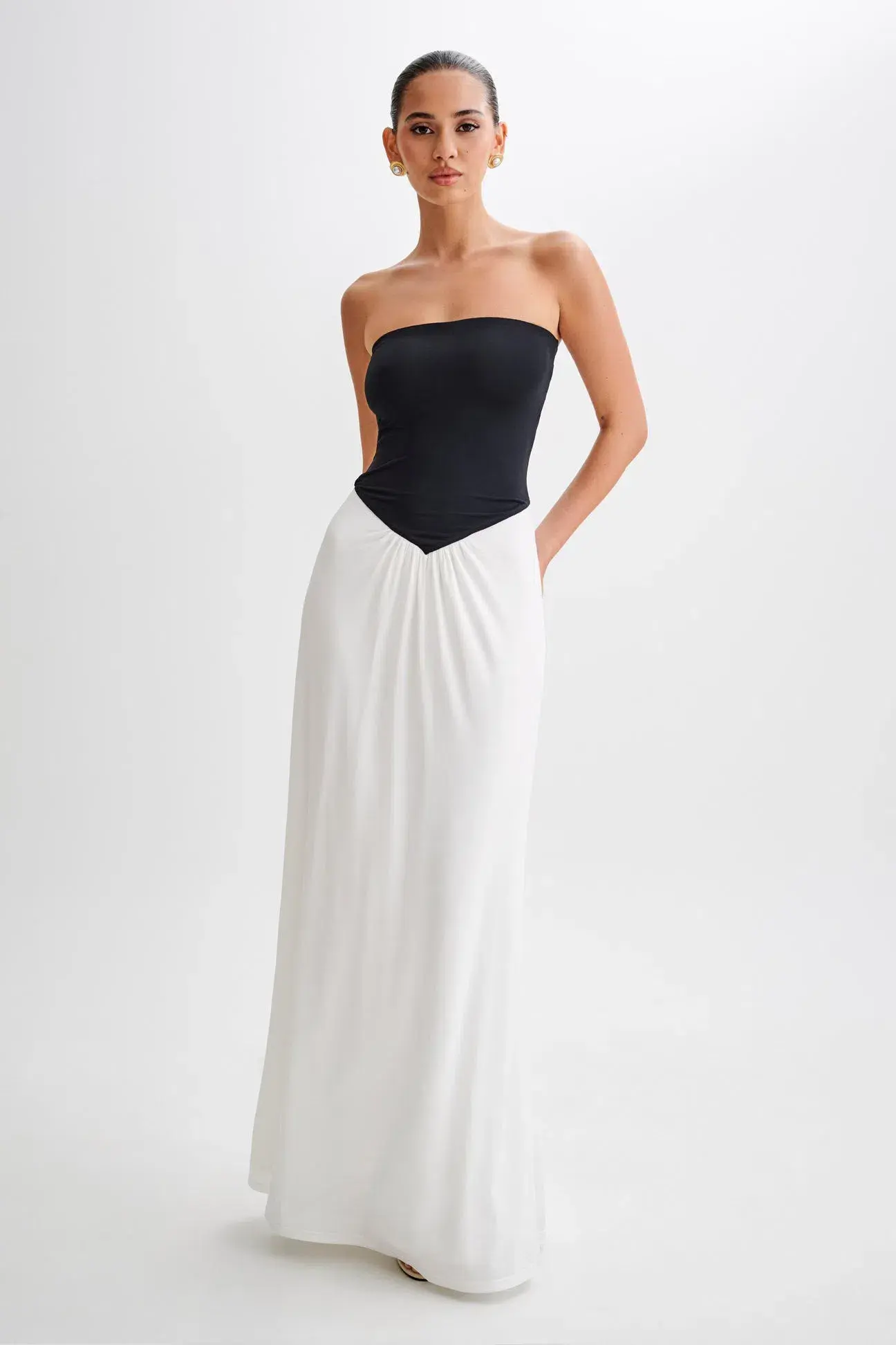Meshki Ruby Strapless Slinky Maxi Dress White Size 4 - Image 1
