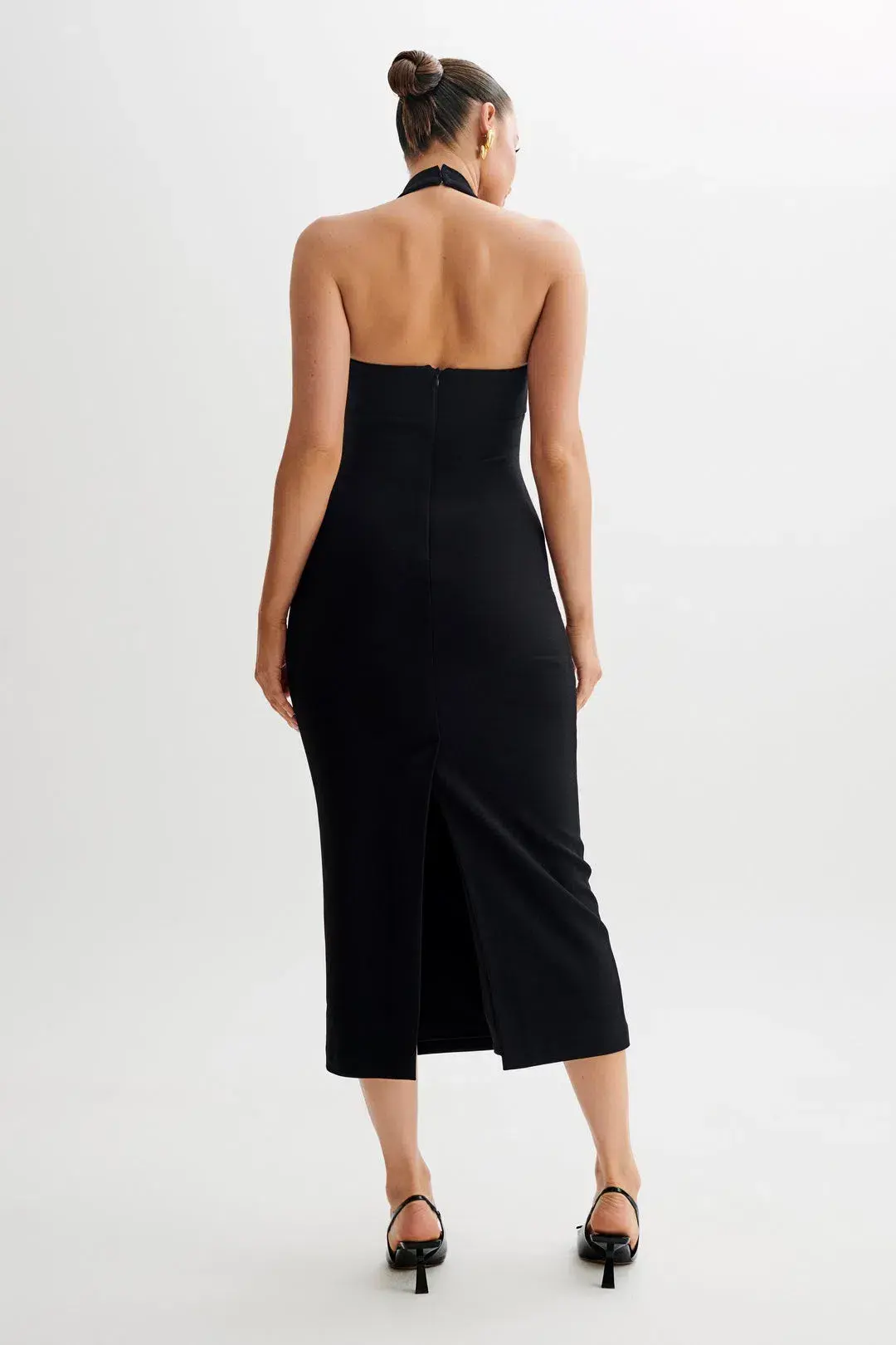 Meshki Amelita Suiting Halter Midi Dress Black Size 6 - Image 4