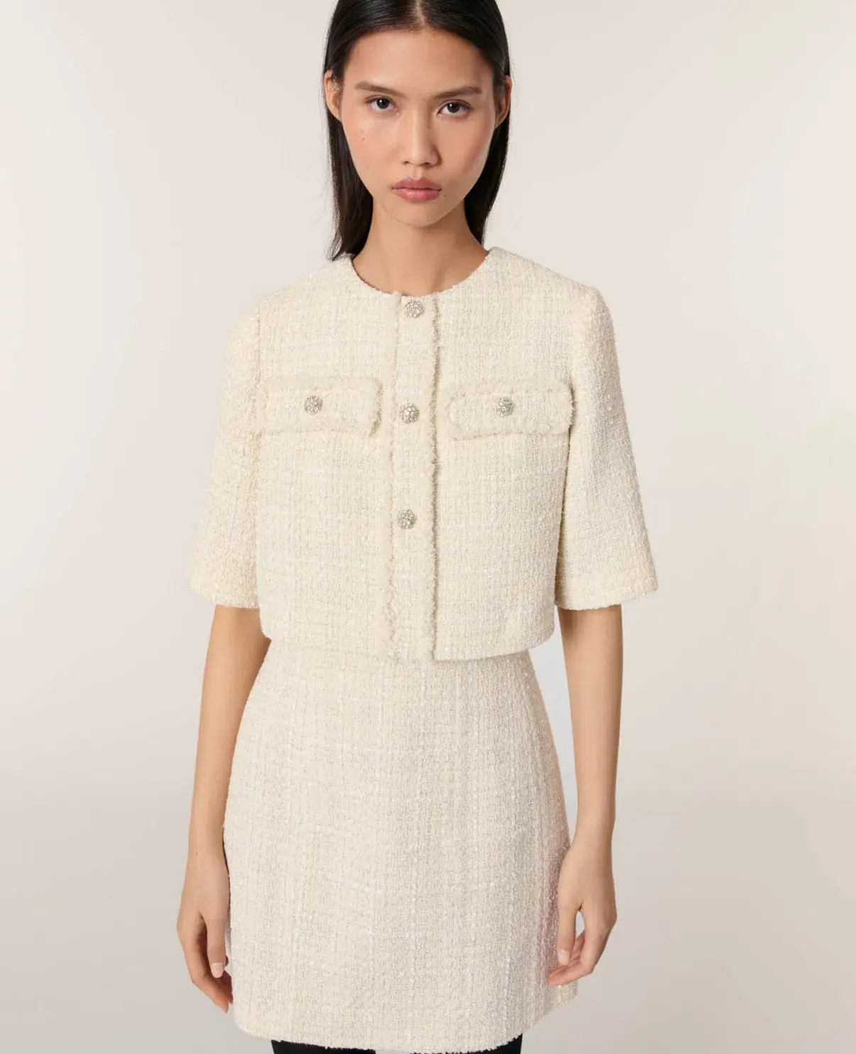 Maje Reims Dress & Jacket Cream Size 10 - Image 1