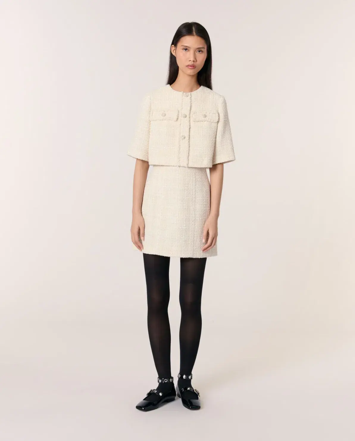 Maje Reims Dress & Jacket Cream Size 10 - Image 3