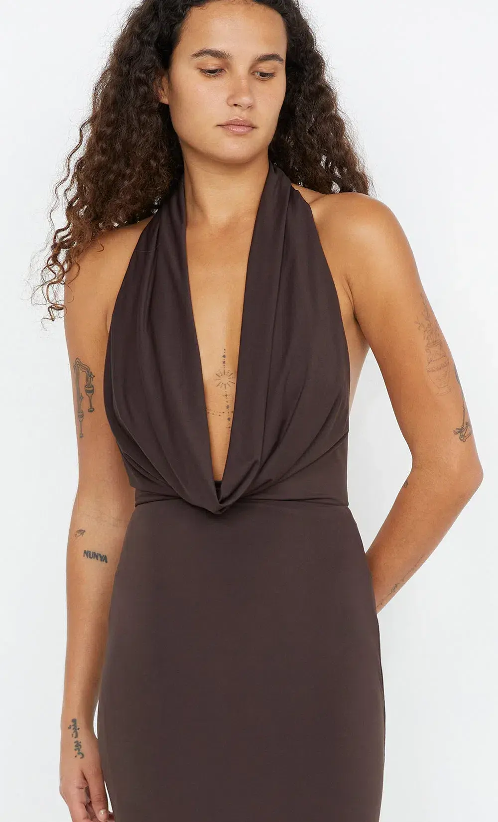 Bec & Bridge Nessie Cowl Neck Maxi Dress Brown Size 6 - Image 3